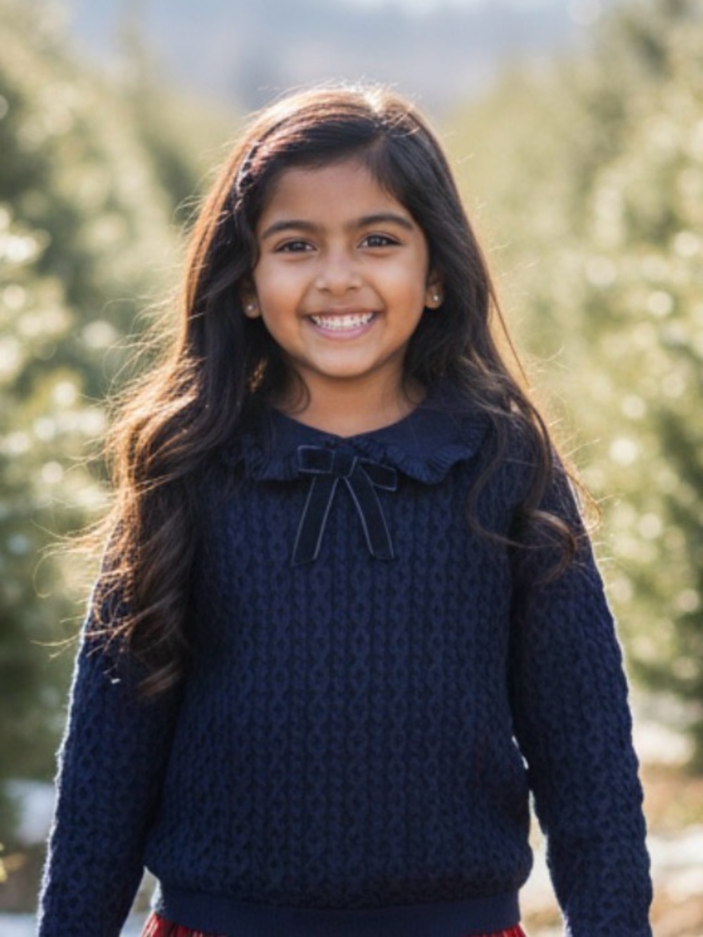NEW NEXT | Navy Cable Knit Sweater | Peter Pan Collar with Velvet Bow | Cashmere